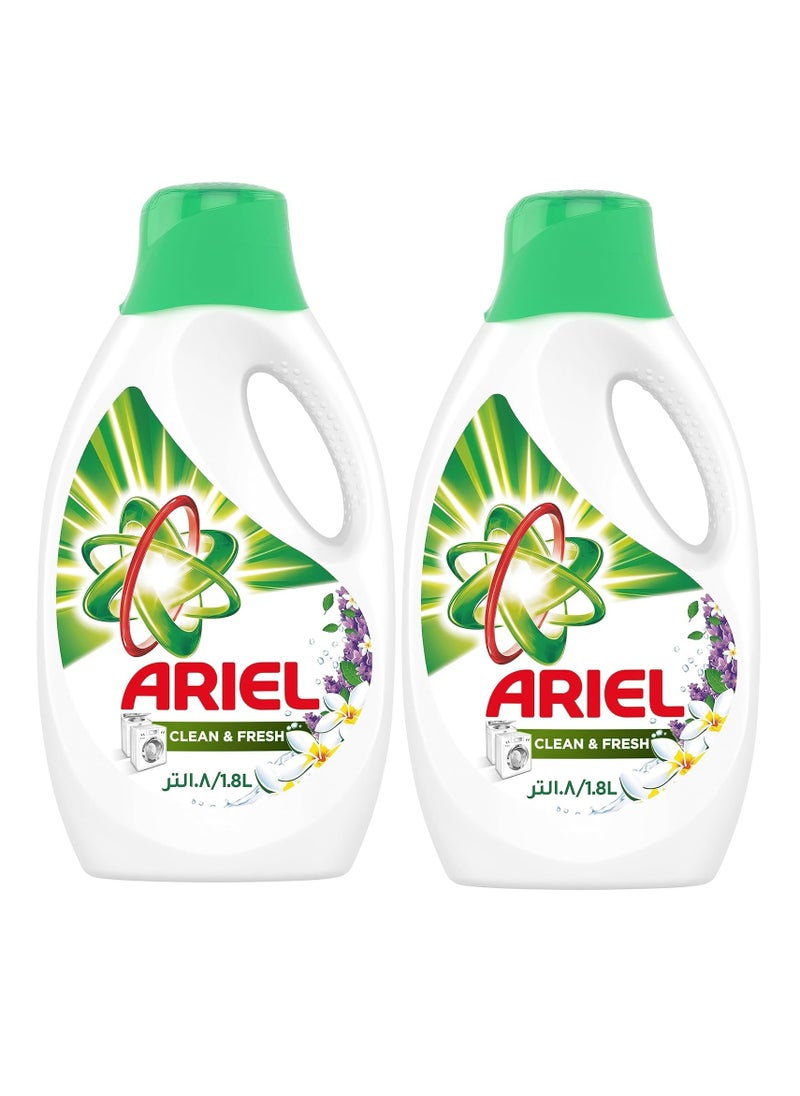 Ariel Automatic Power Gel Laundry Detergent Clean and Fresh Scent 1.8L Pack of 2  - Image 1