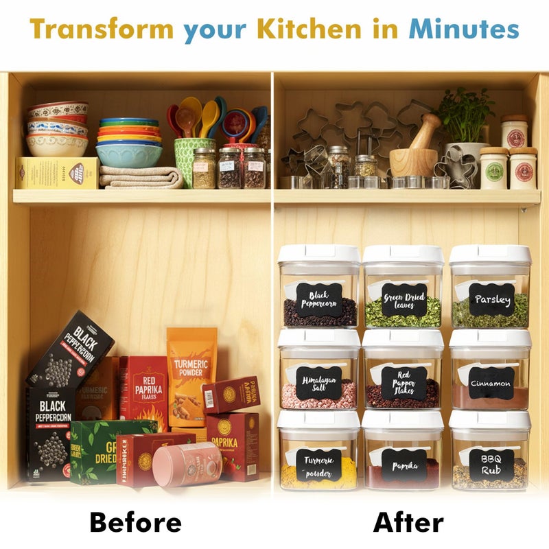 Shazo 9 PC Airtight Food Storage Containers - BPA Free Clear Plastic Snack & Spice Containers with Easy Lock Lids - Kitchen and Pantry Organization for Herbs, Coffee, Tea - 0.5L / 2.1 Cups - Image 5