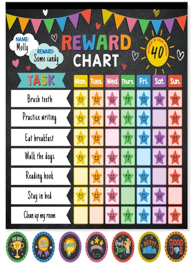 KEASKELL Reward Chart for Kids,Magnetic Behavior Chore Chart for Kids at Home,26 Black Chore Charts,1960 Star Stickers,56 Reward Stickers,Incentive Chore Chart to Develop Responsibility and Good Habits - Image 1