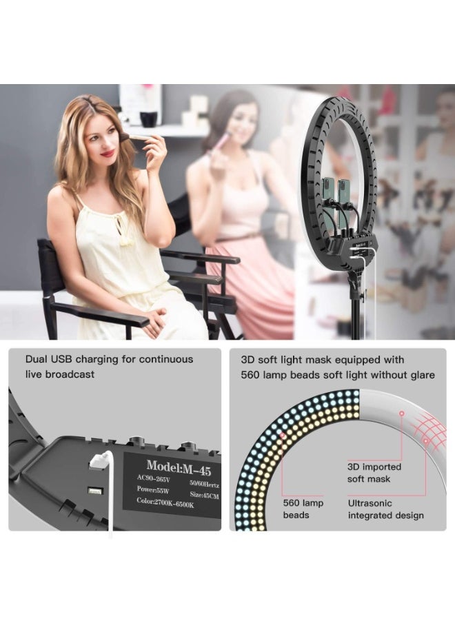 SHOPI Ring Light With Photography tripod Stand And Remote Control for tiktok snapchat youtube online streaming 21-inch Big Selfie light RL-21 with Remote Black  - Image 4