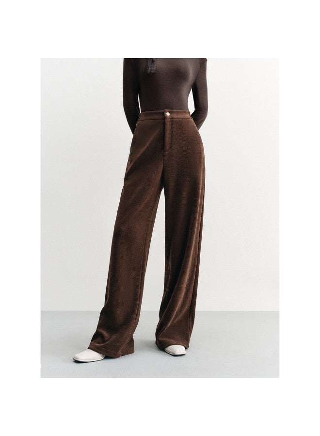 Waxbird Winter High-waisted Straight-leg Pants, Year-round Thickened Warm Wide-leg Casual Pants For Women - Image 4