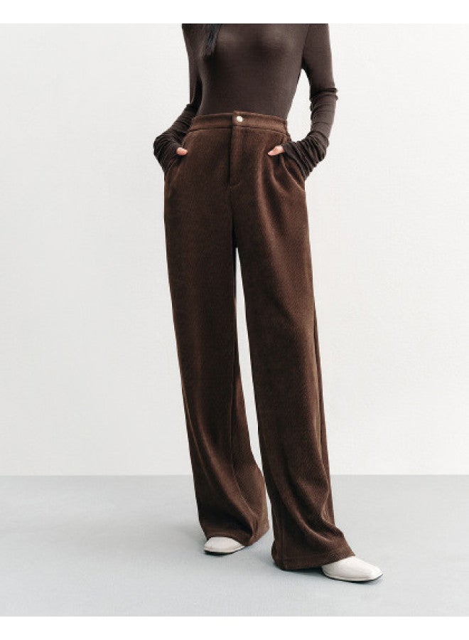 Waxbird Winter High-waisted Straight-leg Pants, Year-round Thickened Warm Wide-leg Casual Pants For Women - Image 1