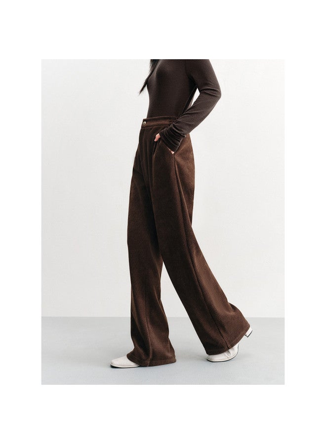 Waxbird Winter High-waisted Straight-leg Pants, Year-round Thickened Warm Wide-leg Casual Pants For Women - Image 3