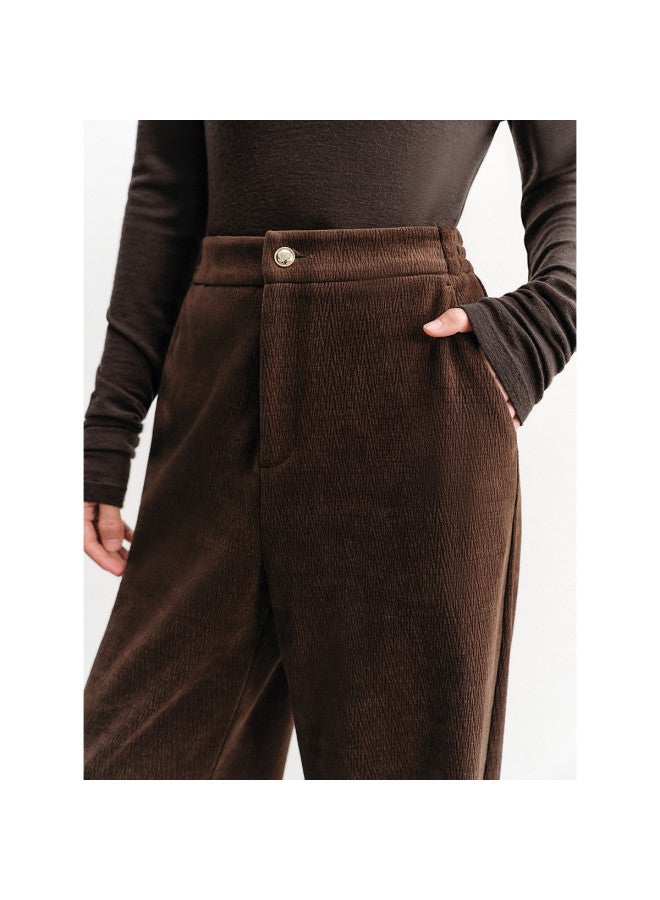 Waxbird Winter High-waisted Straight-leg Pants, Year-round Thickened Warm Wide-leg Casual Pants For Women - Image 5