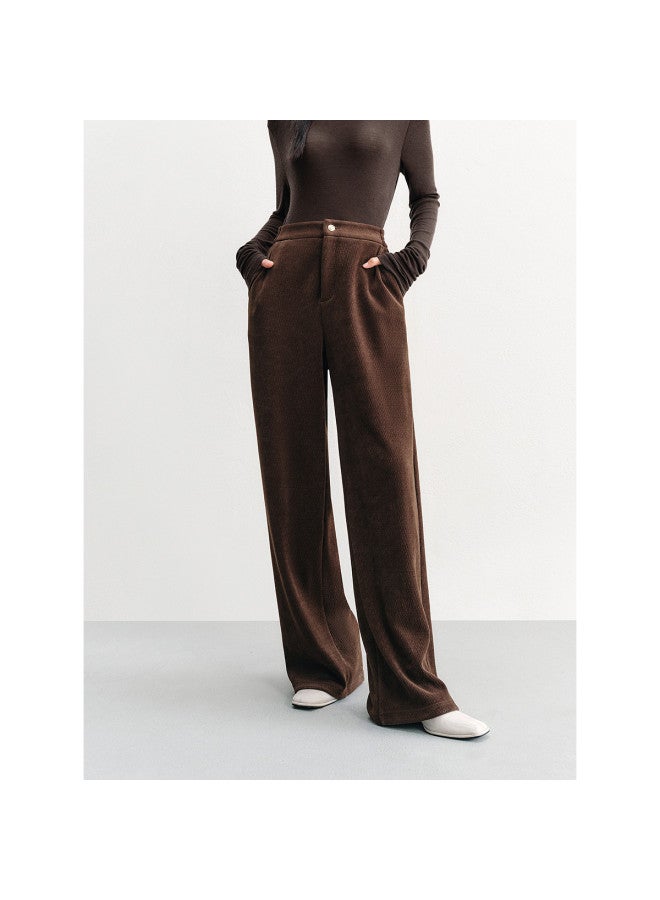 Waxbird Winter High-waisted Straight-leg Pants, Year-round Thickened Warm Wide-leg Casual Pants For Women - Image 2