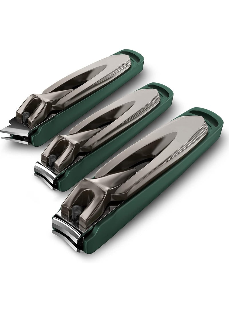 Lamicall 3 Pack Nail Clippers Set, Stainless Steel Ultra Sharp Fingernail & Toenail Clippers with Catcher, Heavy Duty Nail Cutters for Thick Nails, Suitable for Men & Women - Image 1