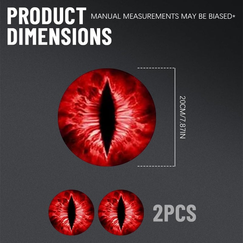 PACLVIO 2PCS Beast Eyes Headlight Decals, 3D Stereo Eyes Headlight Decal Stickers, Car Body Window Bumper Decoration Stickers, Car Accessories Round Headlight Decal for Jeep Wrangler (Red) - Image 2