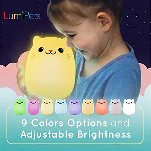 Lumipets Clive The Cat Squishy Silicone Night Light for Kids | Cute Night Light with Remote & Touch Control for Baby & Toddler Bedrooms | Color Changing Portable Animal Nightlight | Kids Mood Lamp - Image 3