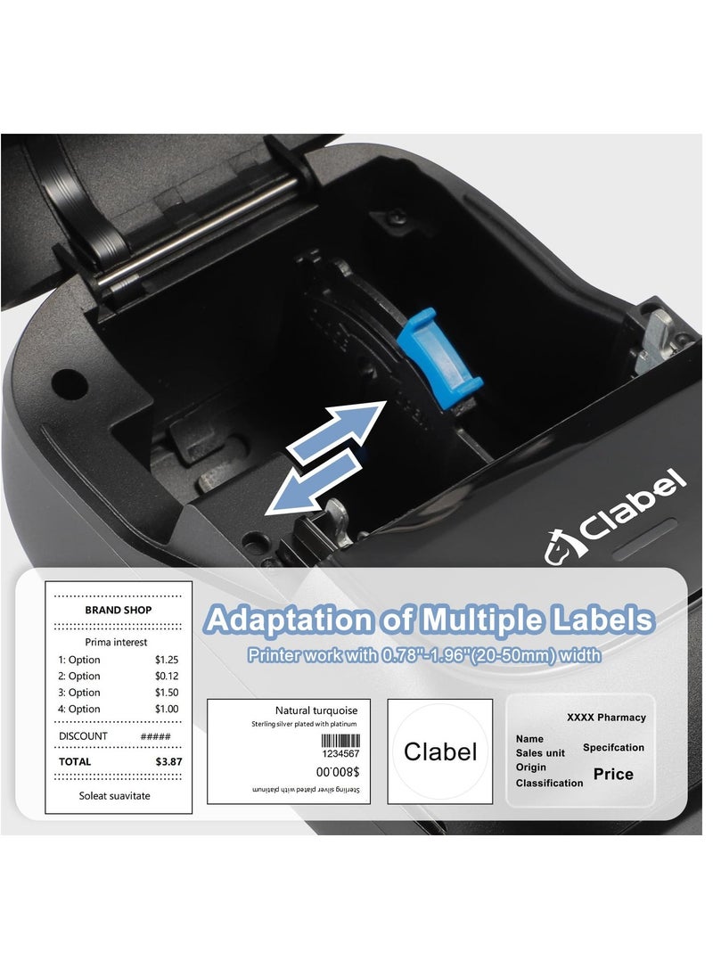 Portable Thermal Label Printer, 221B Bluetooth Barcode Printer 2 Inch Wireless Label Maker Machine Compatible with iOS & Android for Small Business with 1 Roll 40x30mm Label - Image 3