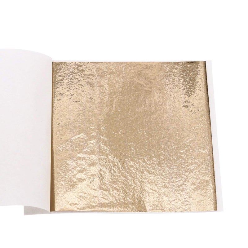 kinno Imitation Gold Leaf Sheets - KINNO Champagne Gold Foil Multipurpose for Home, Wall, Frame, Ceiling, Furniture Decoration, 100 Sheets 3.15 by 3.35 Inches - Image 1