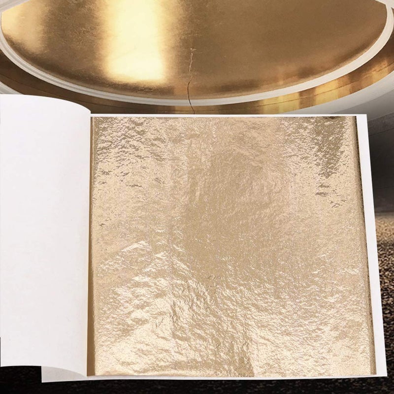 kinno Imitation Gold Leaf Sheets - KINNO Champagne Gold Foil Multipurpose for Home, Wall, Frame, Ceiling, Furniture Decoration, 100 Sheets 3.15 by 3.35 Inches - Image 4