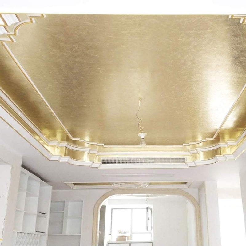 kinno Imitation Gold Leaf Sheets - KINNO Champagne Gold Foil Multipurpose for Home, Wall, Frame, Ceiling, Furniture Decoration, 100 Sheets 3.15 by 3.35 Inches - Image 5