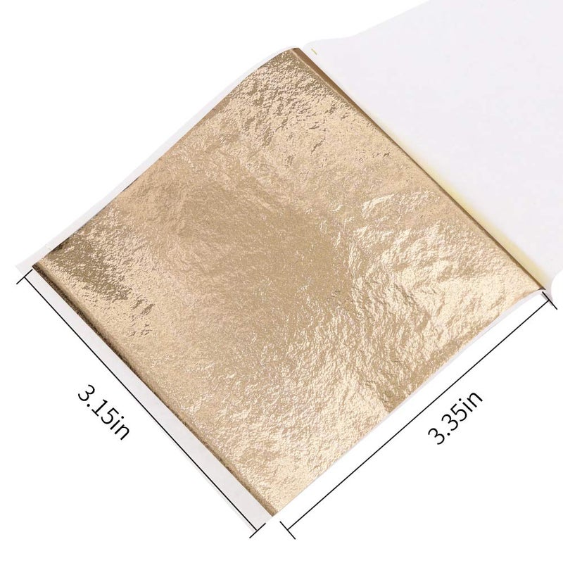 kinno Imitation Gold Leaf Sheets - KINNO Champagne Gold Foil Multipurpose for Home, Wall, Frame, Ceiling, Furniture Decoration, 100 Sheets 3.15 by 3.35 Inches - Image 2