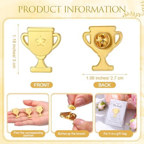 Juinte 40 Sets Employee Appreciation Gifts Bulk Trophy Pins with Thank You Cards Organza Bags Inspirational Appreciation Recognition Gift for Team Staff Student Teacher Nurse Star - Image 3