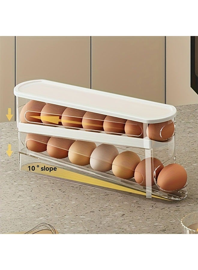 هومستر 2 قطع من حامل البيض القابل للضبط لباب الثلاجة، بلاستيك قابل للتكديس، بلاستيك متين، يناسب 18 بيضة، بدون بطارية مطلوبة، من أجل ملحقات تنظيم المطبخ - Image 3