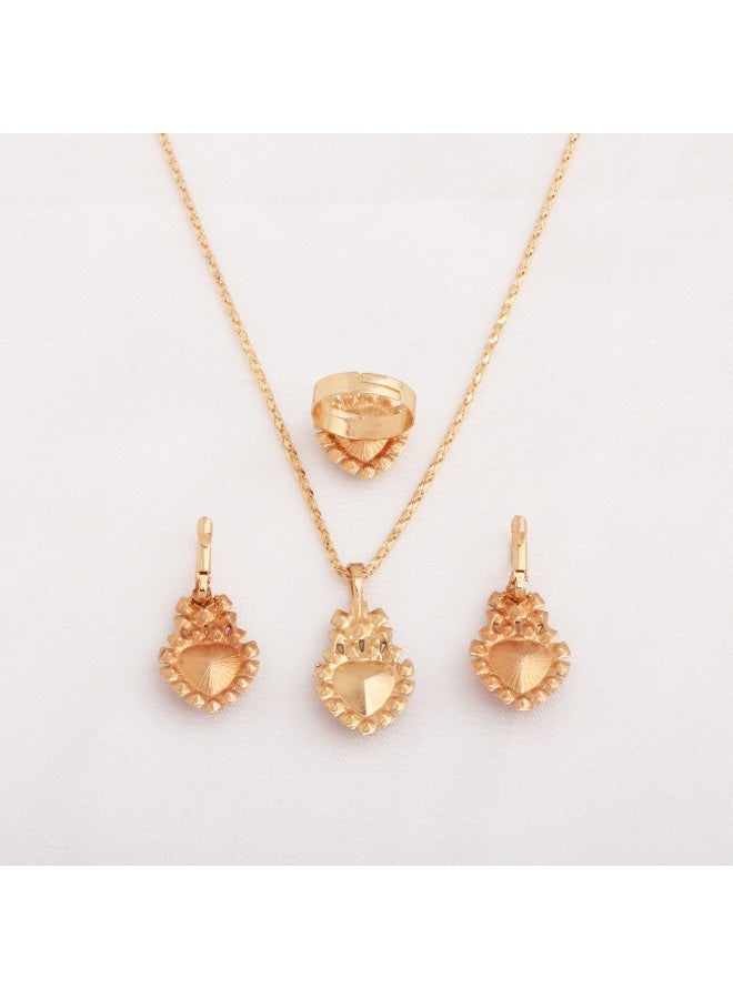 إينوشا طقم مجوهرات القلب الأزرق: ٣ قطع (خاتم، قلادة، أقراط) - Image 3