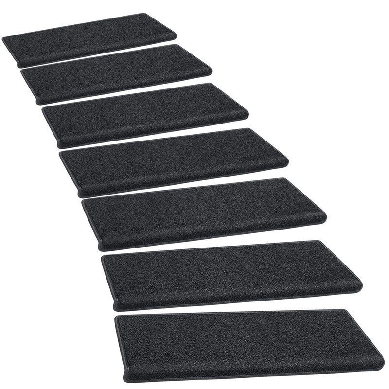 PURE ERA Bullnose Carpet Stair Treads Set Tape Free NonSlip Indoor Stair Protectors Pet Friendly Rugs Covers Soft Skid Resistant Washable Reusable 95 x 302 PiecesBlack - Image 2