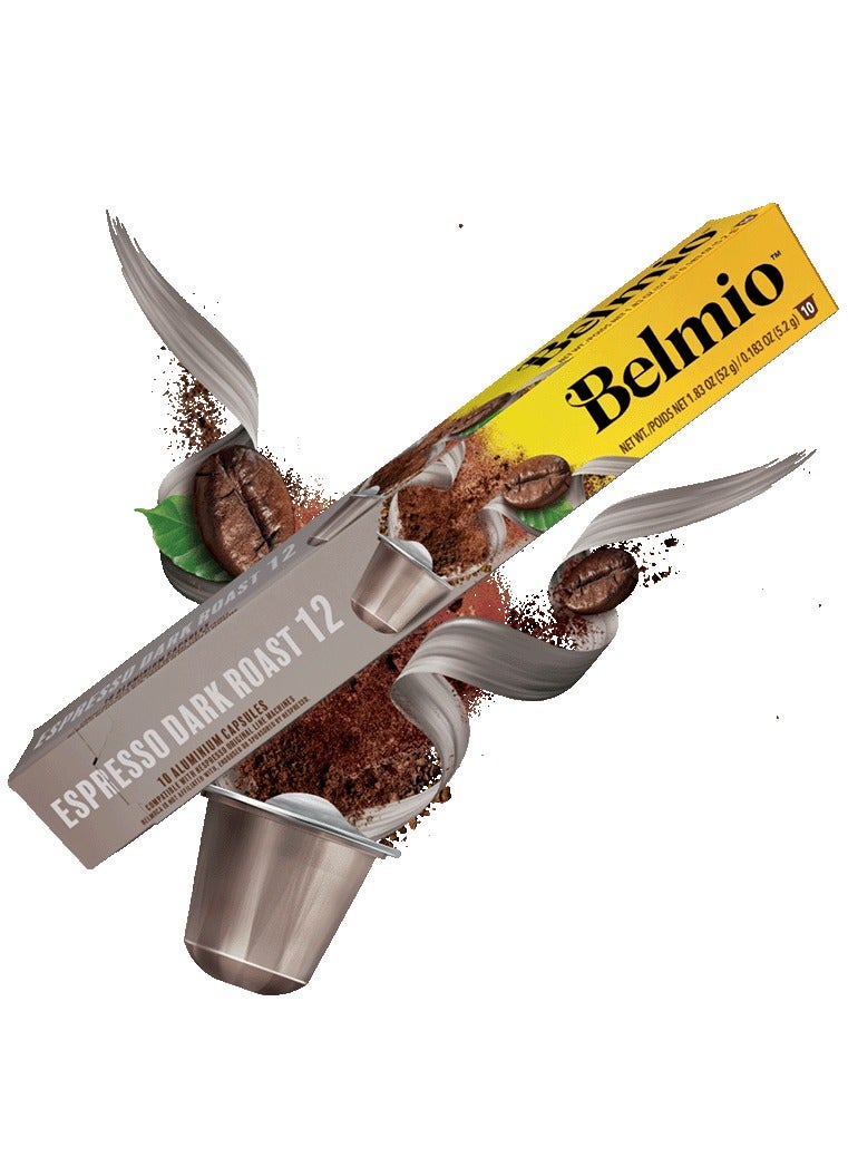 Belmio Espresso Dark Roast Coffee Capsules, Intensity 12, Compatible with Nespresso Machine, 10 Capsules in 1 Sleeve - Image 1