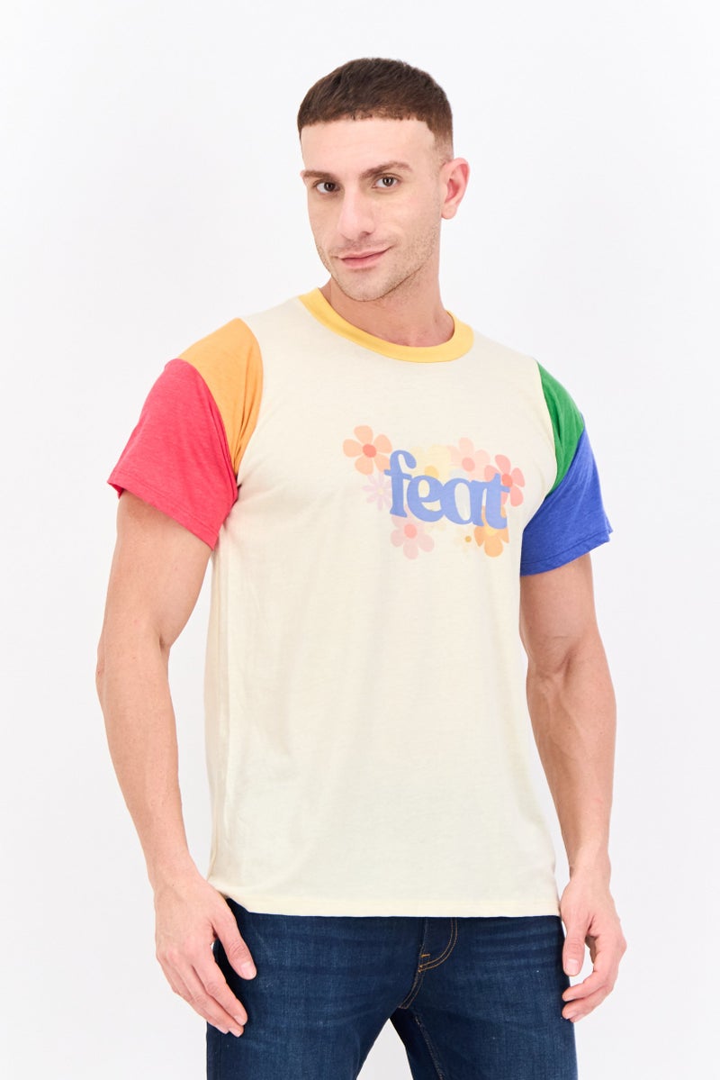 Feat Men Crew Neck Short Sleeves Printed T-Shirt, Multicolor - Image 1