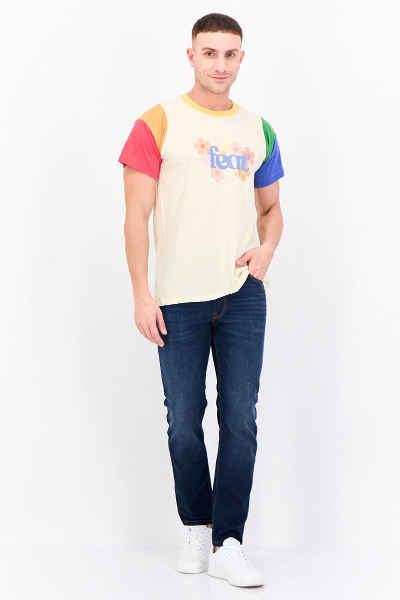 Feat Men Crew Neck Short Sleeves Printed T-Shirt, Multicolor - Image 4
