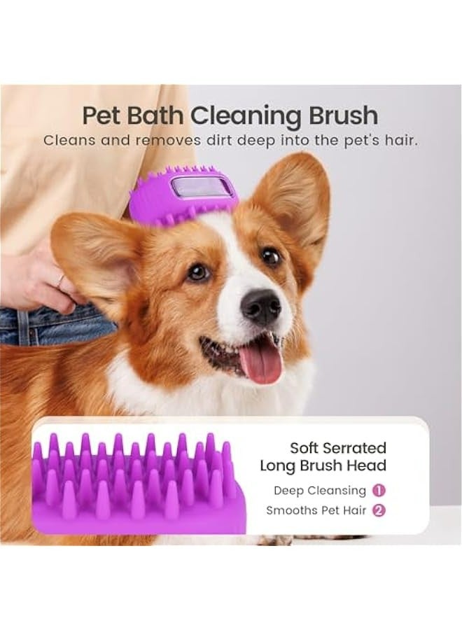 Loquat Dual-Sided Dog Bath Brush for Grooming, Deshedding  Massaging - Non-Slip Handle Pet Wash Brush - Dog Scrubber for Shampoo - All-in-One Dog Grooming Tool - Image 3