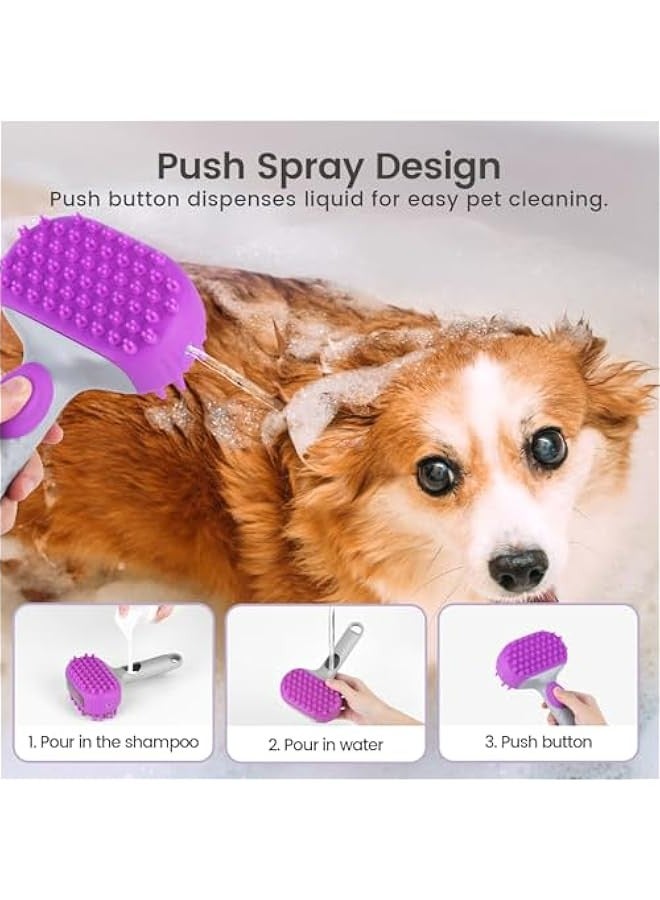 Loquat Dual-Sided Dog Bath Brush for Grooming, Deshedding  Massaging - Non-Slip Handle Pet Wash Brush - Dog Scrubber for Shampoo - All-in-One Dog Grooming Tool - Image 4