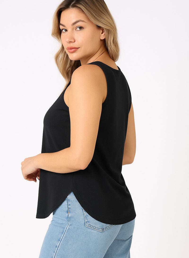 Soft Steps Black body sportswear cotton lycra closed neck side slit Size S  - Image 4