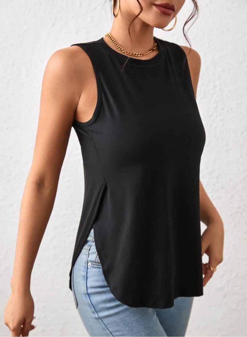Soft Steps Black body sportswear cotton lycra closed neck side slit Size S  - Image 1