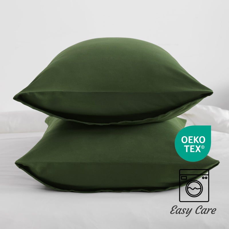 NTBAY Queen Pillow Cases Set of 2  2 Pack Brushed Microfiber 20x30 Pillow Cases  Soft  Wrinkle  Fade  Stain Resistant Olive Green Pillow Cases with Envelope Closure  20x30 Inches  Olive Green - Image 4
