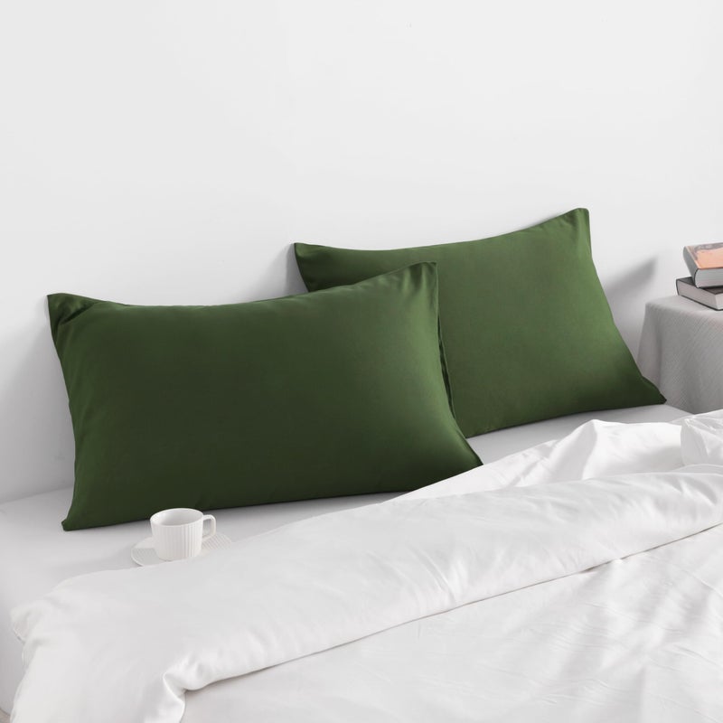 NTBAY Queen Pillow Cases Set of 2  2 Pack Brushed Microfiber 20x30 Pillow Cases  Soft  Wrinkle  Fade  Stain Resistant Olive Green Pillow Cases with Envelope Closure  20x30 Inches  Olive Green - Image 2