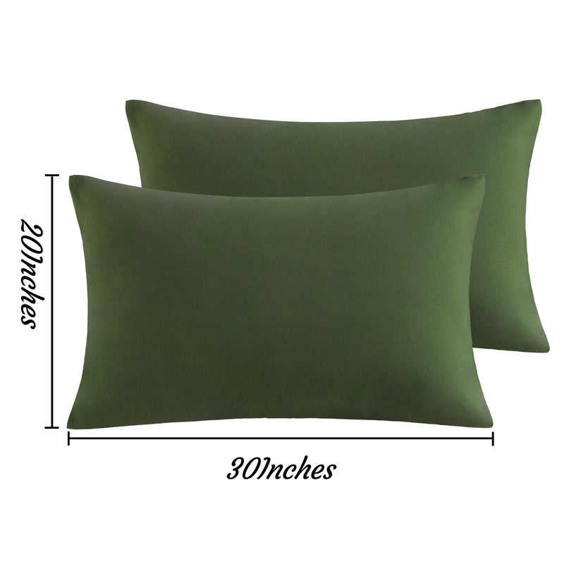 NTBAY Queen Pillow Cases Set of 2  2 Pack Brushed Microfiber 20x30 Pillow Cases  Soft  Wrinkle  Fade  Stain Resistant Olive Green Pillow Cases with Envelope Closure  20x30 Inches  Olive Green - Image 3