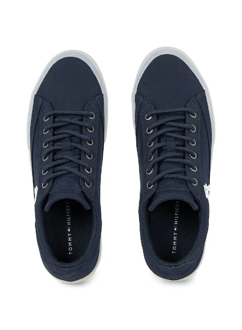 TOMMY HILFIGER Men's Th Monogram Contrast Sole Sneakers -  Recycled polyester mix upper, Blue