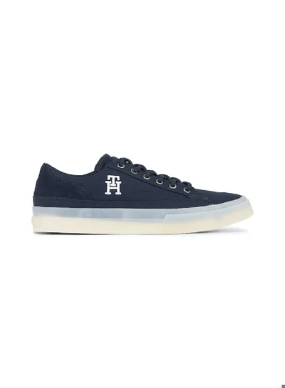 TOMMY HILFIGER Men's Th Monogram Contrast Sole Sneakers -  Recycled polyester mix upper, Blue