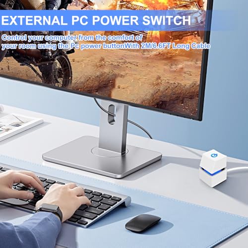 TecoKart® PC Power Button, 2 Meter External Desktop Computer Power Switch, CPU Power Switch, On/Off Power Supply Control Adapter Cable for PC Case, Computer Parts Accessories, White - Image 3