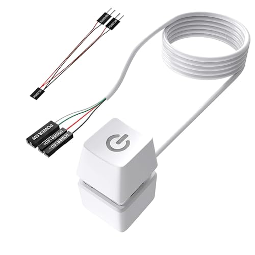 TecoKart® PC Power Button, 2 Meter External Desktop Computer Power Switch, CPU Power Switch, On/Off Power Supply Control Adapter Cable for PC Case, Computer Parts Accessories, White - Image 1