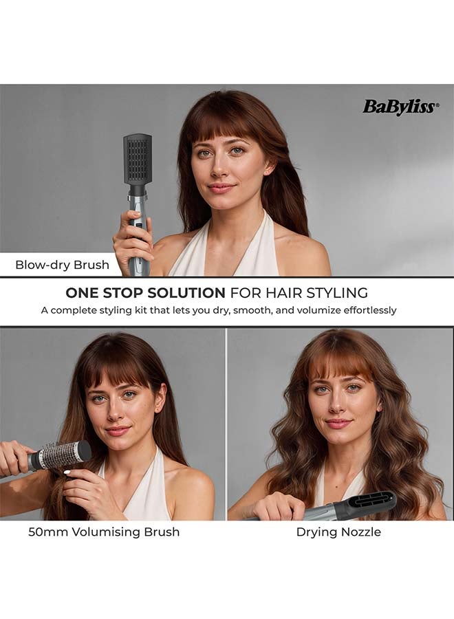 BaByliss Xanadu 1000W Air Styler Hair Dryer, Ionic Frizz Control, 3 Styling Attachments, 50mm Volumising Brush, Blow Dry Brush, Drying Nozzle, Cool Shot AS261SDE Dark Grey - Image 5