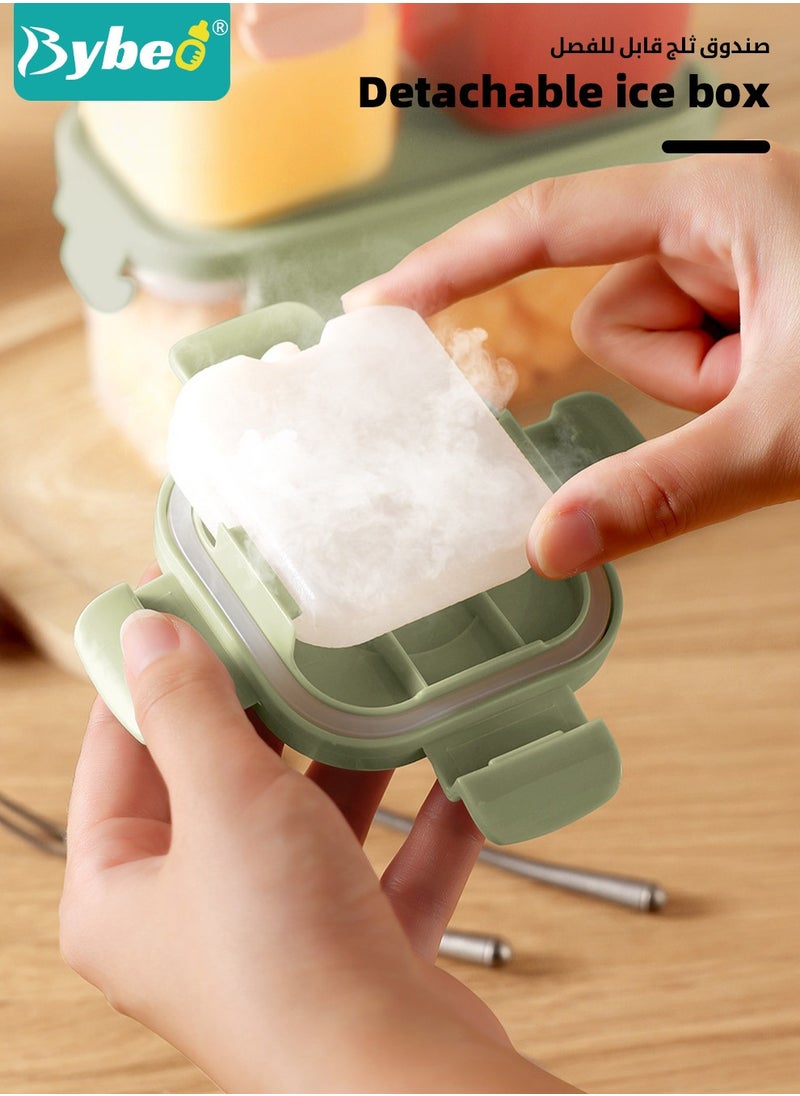 Bybeo 3Pcs Baby Food Containers With Removable Ice Pack, Reusable Baby Food Storage Box, Snack Container with Lids for Infant & Babies, Microwave & Dishwasher Friendly, BPA Free, Easy to Store & Keep Fresh  - Image 3
