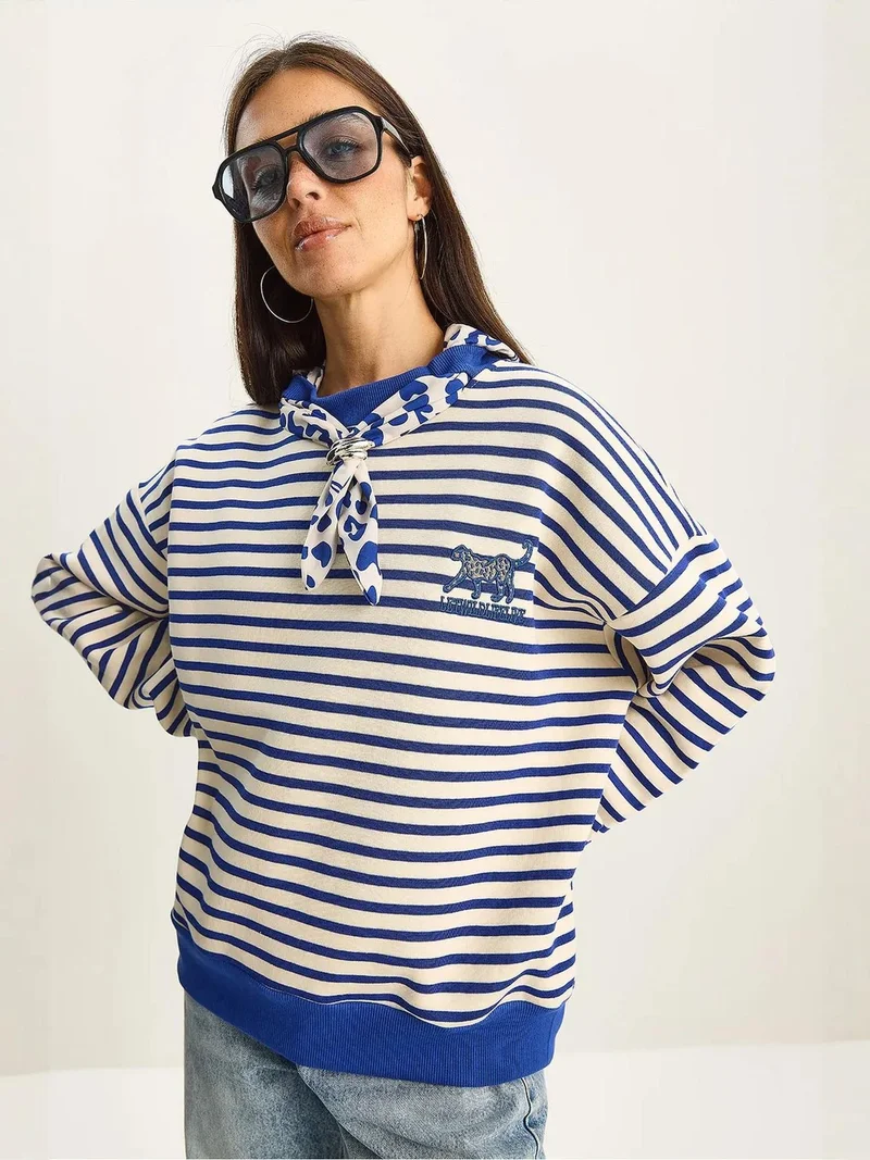 بيانكو لوتشي سويت شيرت بغطاء رأس مخطط من لوتشي مع رباط