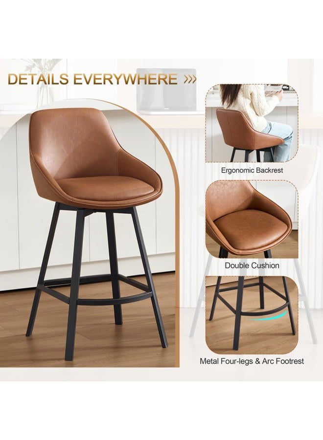 Zesthouse Swivel Counter Stools Set of 2 26 Inch Height Modern Low Back Metal Legs Upholstered Counter Height Bar Stools Fabric Bar Stools - Image 4