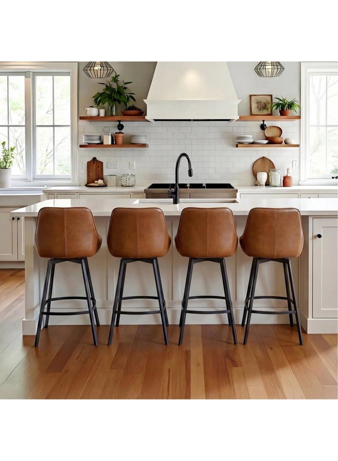 Zesthouse Swivel Counter Stools Set of 2 26 Inch Height Modern Low Back Metal Legs Upholstered Counter Height Bar Stools Fabric Bar Stools - Image 5
