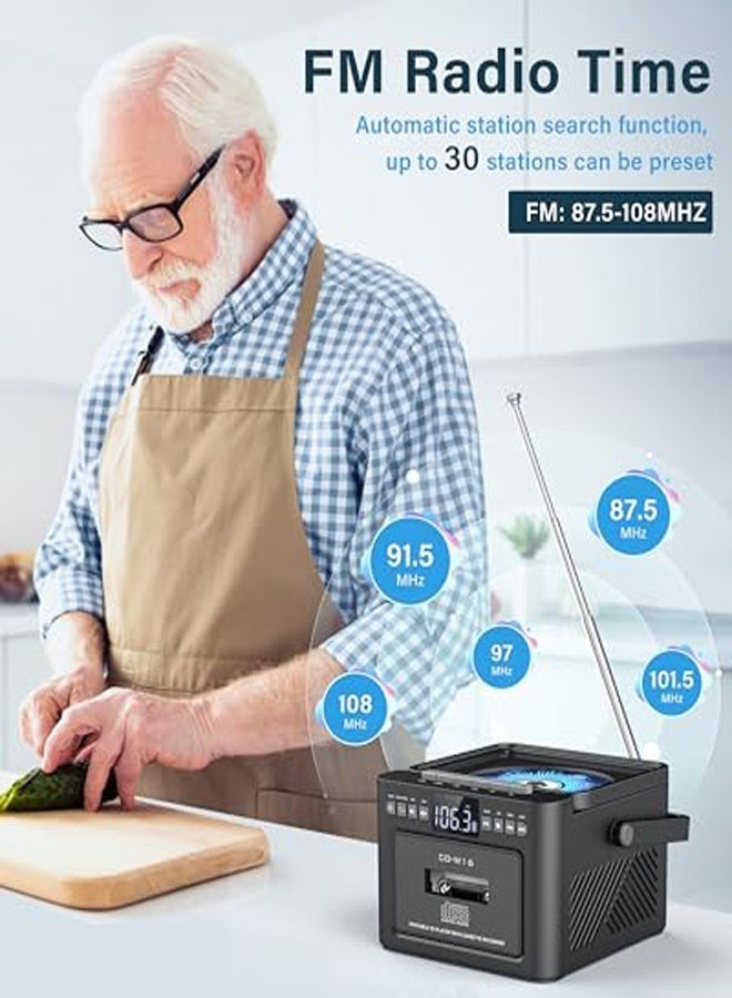 AL RAID Portable FM/AM/SW Radio and Music Player, Equipped with USB/SD/BT, High-Quality Tape and CD Player with Low Noise, Built-in Rechargeable Battery and Lightweight Design, Black - Image 5