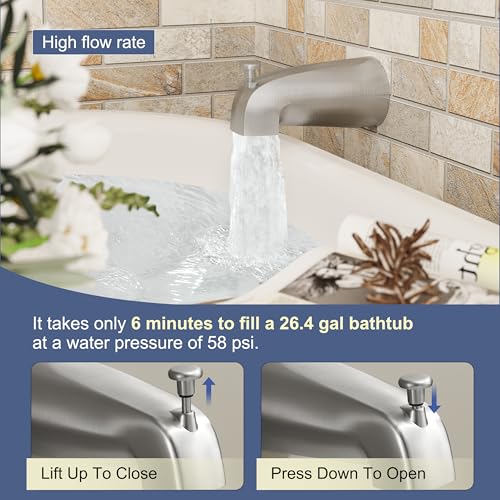 HoliSpa Tub Shower Faucet, Brushed Nickel Shower Faucet Set with 8-Inch All-Metal Rainfall Showerhead and Bathtub Spout, Single-Handle Tub Shower-Trim Kit Included Valve, Brushed Nickel - Image 5