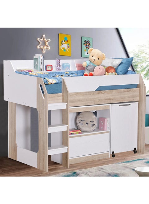 Kulltorp Avian Mid Sleeper Single Bed with Study Desk and Storage 195 x 135.5 x 129 cm