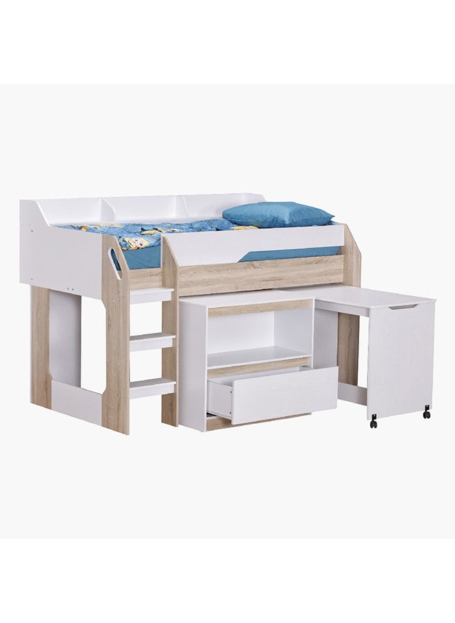 Home Box - Kulltorp Avian Mid Sleeper Single Bed with Study Desk and Storage 195 x 135.5 x 129 cm - Image 1