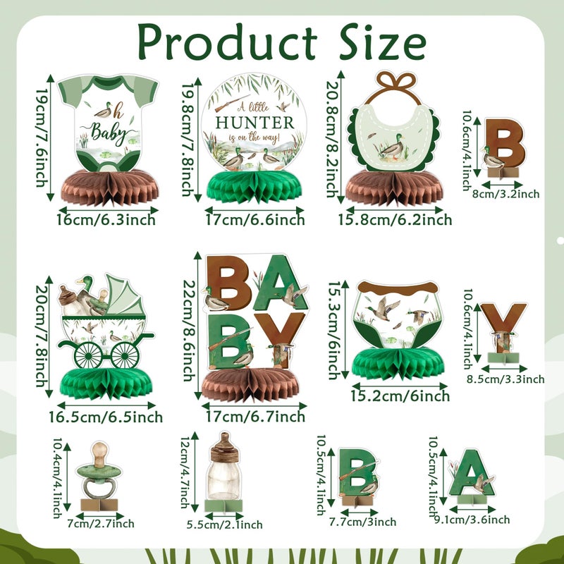 ANGOLIO Duck Hunting Baby Shower Honeycomb Centerpieces - 12Pcs Spring Mallard Duck party table Centerpieces Green Hunting Animals Themed Birthday Party Decorations for Kids Baby Shower Supplies - Image 2