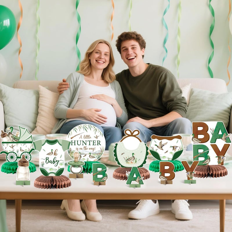ANGOLIO Duck Hunting Baby Shower Honeycomb Centerpieces - 12Pcs Spring Mallard Duck party table Centerpieces Green Hunting Animals Themed Birthday Party Decorations for Kids Baby Shower Supplies - Image 5