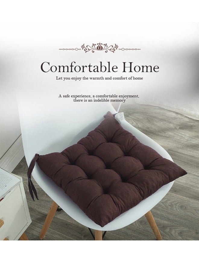Reelyo 4 Pack Square Fine Brushed Fabric Chair Seat Cushions with Secure Fixing Ties, Ultra Delicate Soft Warm Thick Floor Sitting Pads, Anti-Slip Comfort Seat Pillows for Dining Chair Office Stool Sofa Balcony Kids Reading Nook, Fit for Adults & Children, 40 x 40 CM Dark Coffee - Image 4