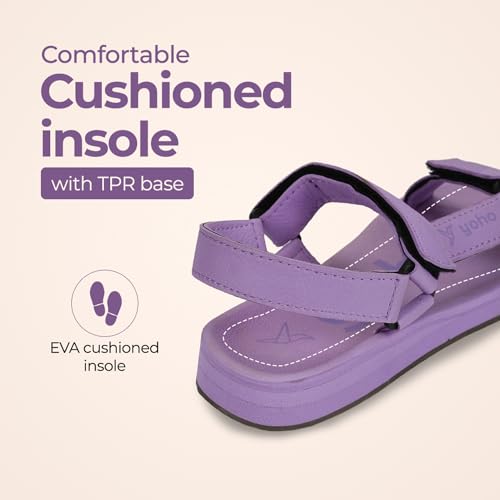 YOHO EVA Sandals for Women | EVA sole | Comfortable cushioned sole with TPR base | Lightweight | Soft skin friendly straps | Adjustable straps | Velcro closure | Vibrant colour options - Image 4