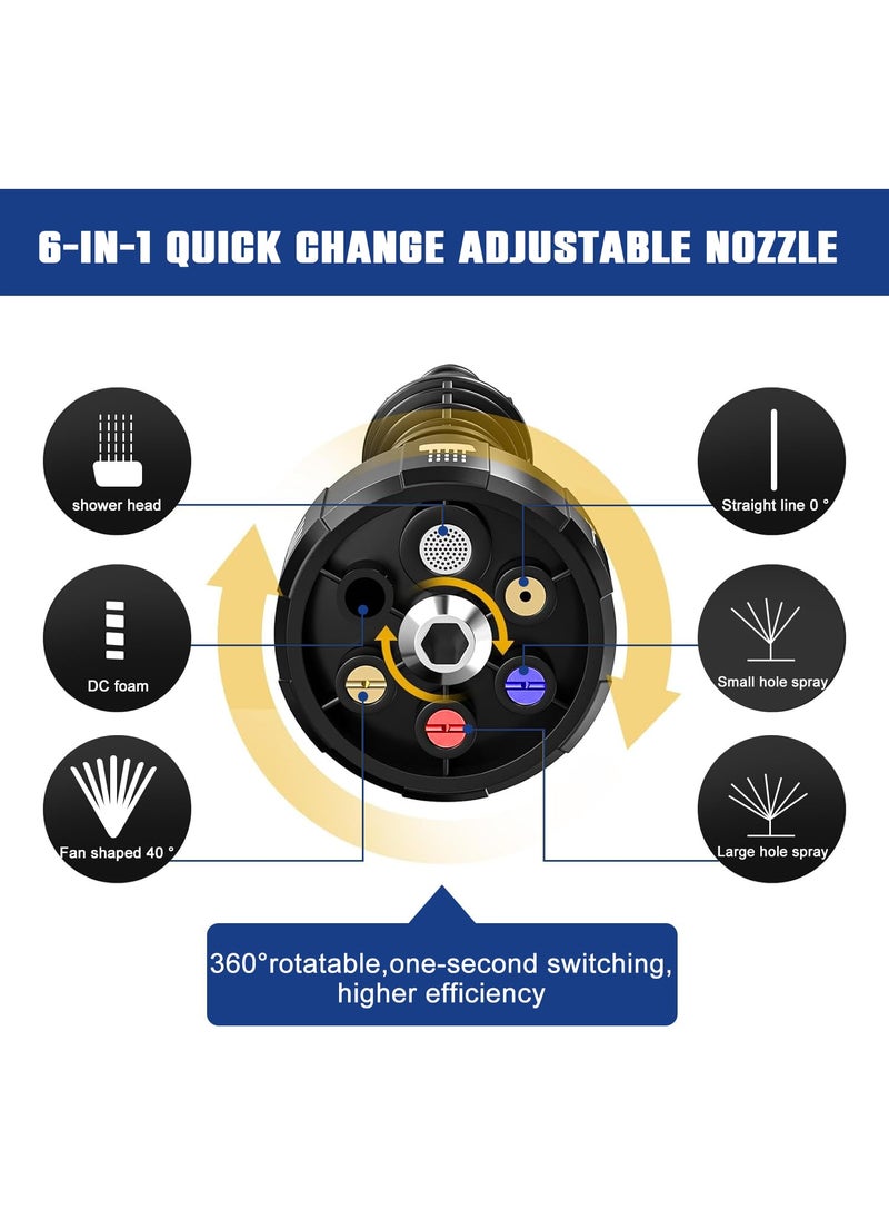 TecoKart Tecokart Car Nozzle for Pressure Washer Rotationally Adjustable Washer Nozzle6 Modes Multifunctional Nozzle ABS Material HighPressure Car Washer Nozzle Universal Car Washer Nozzle for Cleaners  - Image 4