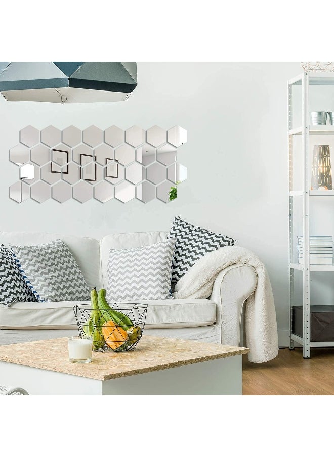 sulfar - Sulfar 24 Pieces Removable Acrylic Mirror Setting Wall Sticker Decal for Home Living Room Bedroom Decor (Style 3, 24 Pieces) - Image 1